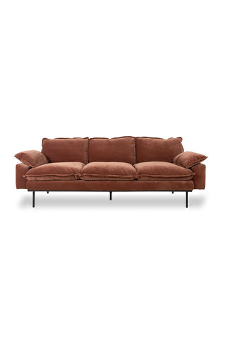 The HKliving Retro 3 Seater Sofa in Magnolia Velvet on a white background.