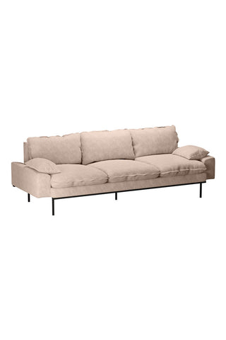 The HKliving Retro 3 Seater Sofa in Taupe Boucle on a white background, seen from an angle.