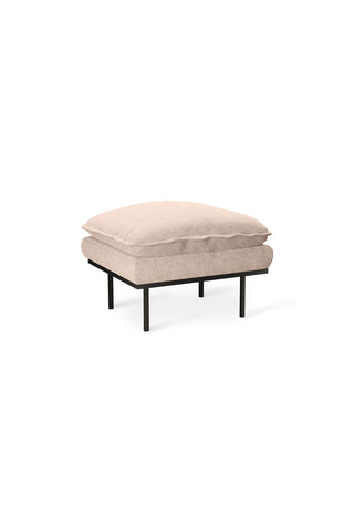 The HKliving Retro Footstool in Taupe Boucle on a white background, seen from a side angle.