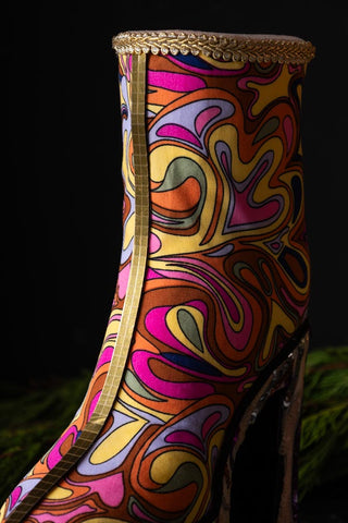 Close-up of the top/front of the Handmade Groovy Platform Boots Decoration.