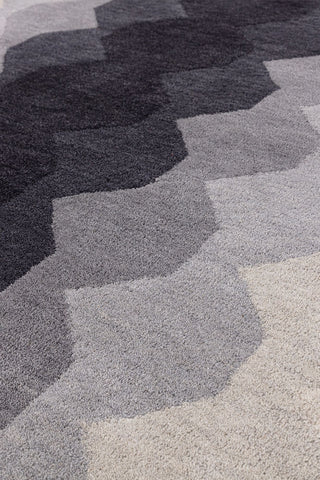 Detail shot of the texture of the Hexagonal Ombre Rug, displayed on a white background.