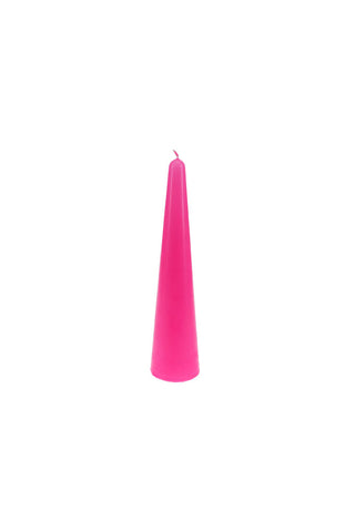 Cutout image of the Large Hot Pink Cone Shaped Candle on a white background.