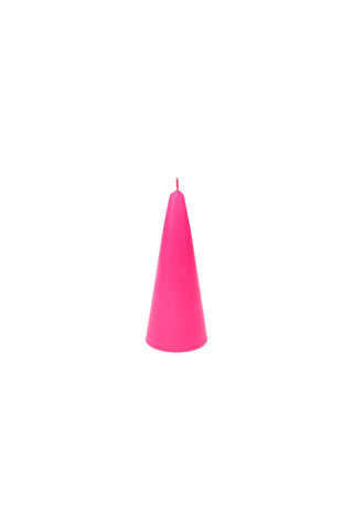 Cutout image of the Small Hot Pink Cone Shaped Candle on a white background.