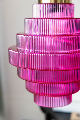 Detail shot of the side of the Hot Pink Tiered Glass Easyfit Ceiling Shade.