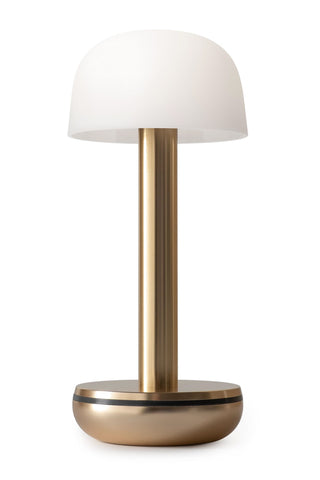 Close-up cutout of the Humble - Elegant Cable-Free Mood Lighting in Gold & Frosted Glass Shade.