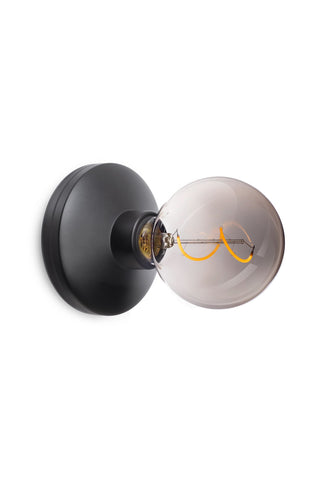 Cutout of the Humble - Wall Light Cable-Free Mood Lighting in Black & Smoked Glass Shade.