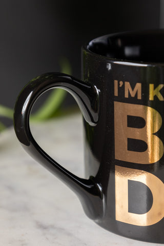 Detail shot of the handle of the I'm Kind Of A Big Deal Mug.