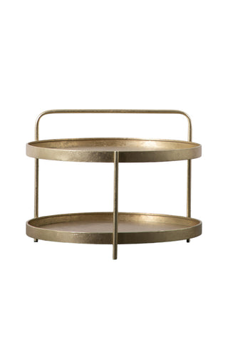 Cutout of the Industrial Style Two-Tier Coffee Table Gold on a white background.