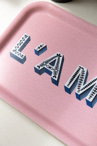 Close-up of the design of the L'amour Pink Tray.