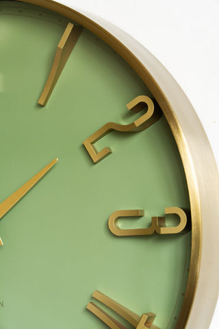 Detail shot of the Large Green & Gold Wall Clock.