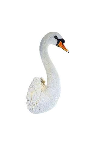 Cutout image of the Large White Faux Swan Head Wall Art.