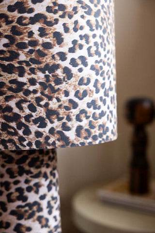 Detail shot of the shade of the Leopard Love Print Floor Lamp.