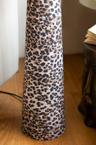 Close-up of the base of the Leopard Love Print Floor Lamp.