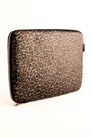 The reverse side of the Leopard Print 15-Inch Laptop Case, seen on a white background.