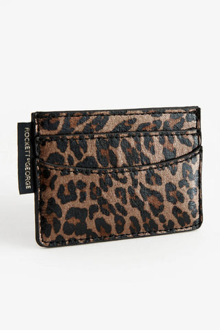 The Leopard Print Card Holder in front of a white background.