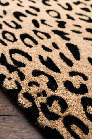 Detail shot of the Leopard Print Coir Doormat.