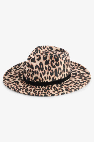 Cutout of the Leopard Print Fedora  on a white background.