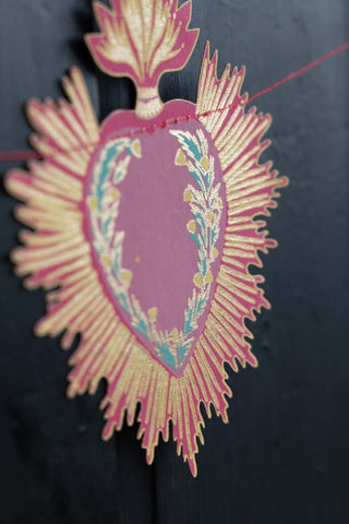 Close-up of one of the hearts of the Love Hearts Paper Garland.