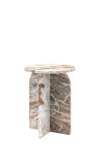 Cutout of the White Marble Round Side Table on a white background.