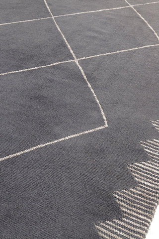 Close-up of the Mason Black Diamond Rug on a white background.