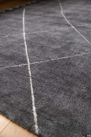 Detail shot of the design of the Mason Black Diamond Rug.