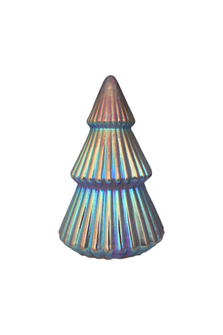 Cutout of the Medium Glass Christmas Tree With LED Lights on a white background.