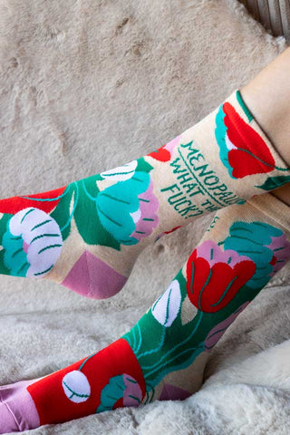 The Menopause Crew Socks being worn by a model.