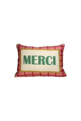 Cutout of the Merci Cushion on a white background.