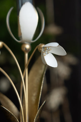 Close-up of the floral detail on the Metal Floral Candle Holder.