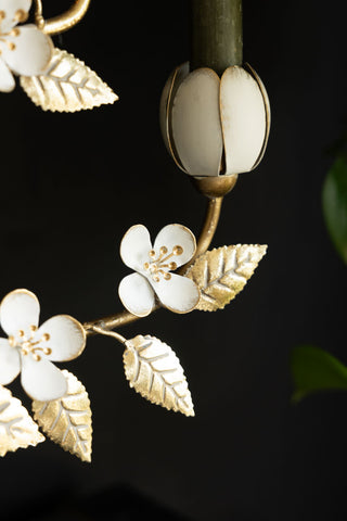 Close-up of the floral design on the Metal Floral Candelabra.