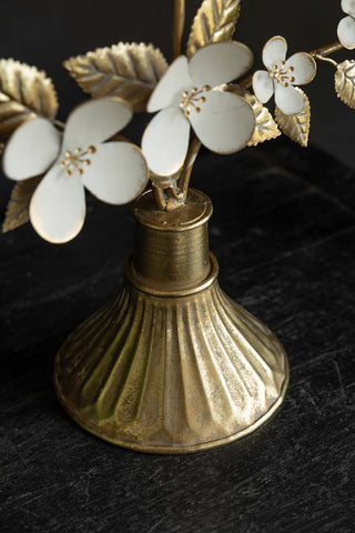 Close-up of the base of the Metal Floral Candelabra.