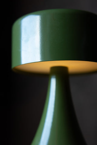 Close-up of the Metal Mood Lighting Cordless Table Lamp in Green.