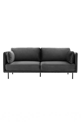 Cutout of the Modern Charcoal Grey Velvet 3-Seater Sofa on a white background.