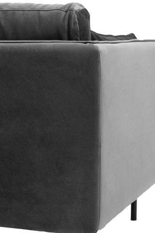 Close-up of the reverse side of the Modern Charcoal Grey Velvet 3-Seater Sofa.