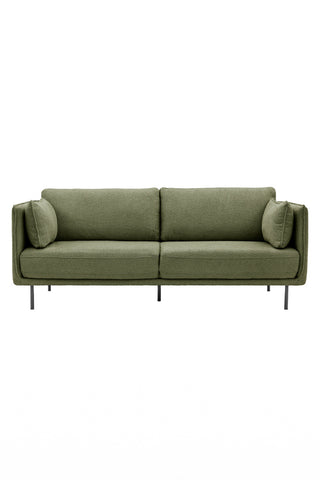 Cutout of the Modern Green Boucle 3-Seater Sofa on a white background.