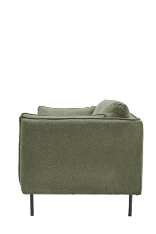 Cutout of the Modern Green Boucle 3-Seater Sofa seen from the side.