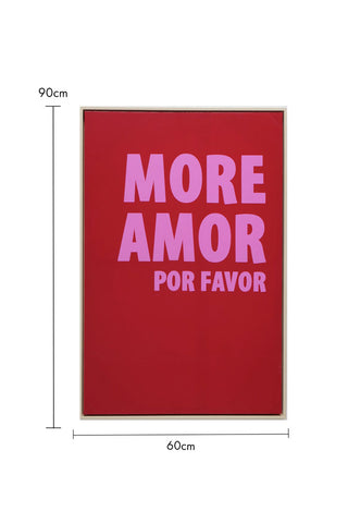 Cutout of the More Amor Canvas on a white background with dimension details.