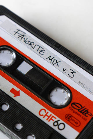 Detail shot of the My Favourite Tunes Cassette Tape Storage Tin.