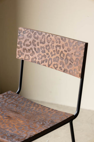 Close-up of the seat of the Natural Leopard Love Bar Stool.