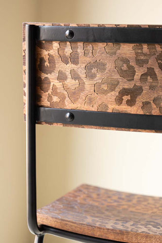 Close-up of the back of the backrest of the Natural Leopard Love Bar Stool.