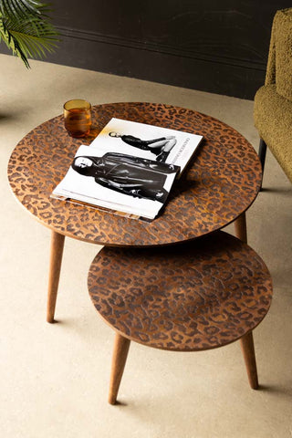 Natural Leopard Love Nest Of Coffee Tables lifestyle in a living room setting