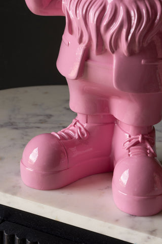 Close-up the feet of the Fabulous Pink Naughty Gnome.