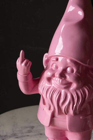 Close-up of the Fabulous Pink Naughty Gnome.