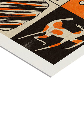 Side view of the paper of the Orange Graphic tones art print.