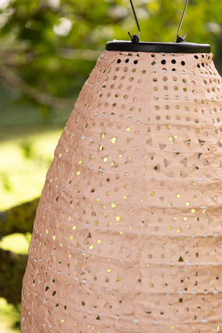 Close-up of the top of the Oval Shaped Peach Outdoor Garden Lantern.