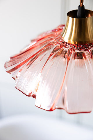 Close-up of the Pale Pink Flower Glass Easyfit Ceiling Light Shade.