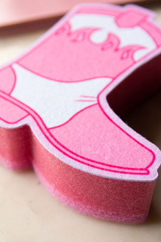 Detail shot of the Pink Cowboy Boot Sponge.