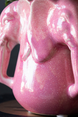 Close-up of the base of the Pink Elephant Stoneware Vase.