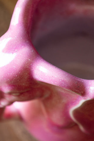 Detail shot of the edge of the Pink Elephant Stoneware Vase.