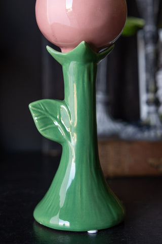 Close-up of the base of the Pink Flower Earthenware Single Stem Vase.